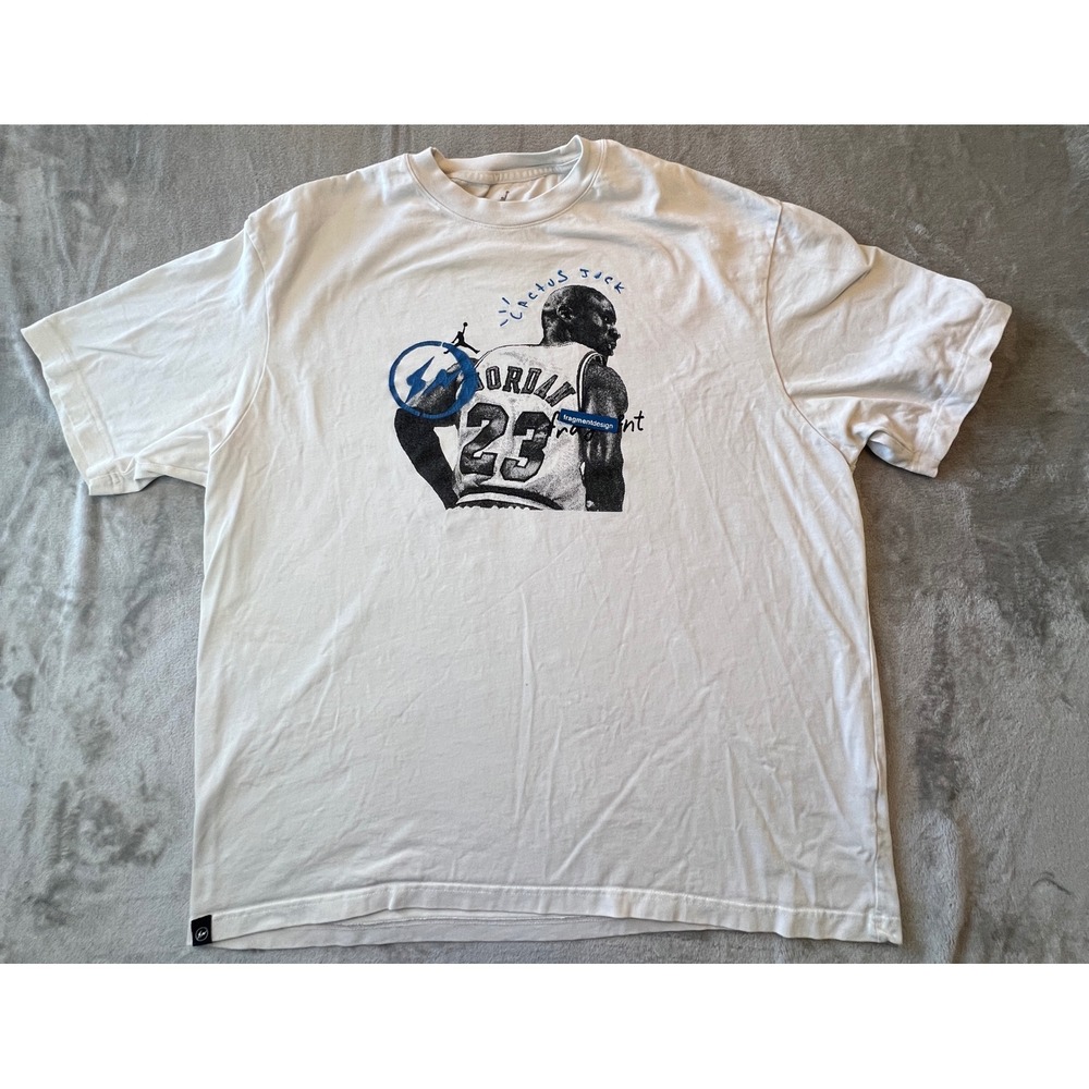 Jordan Travis Scott Fragment T-Shirt Mens XXL Tall White Cactus Jack